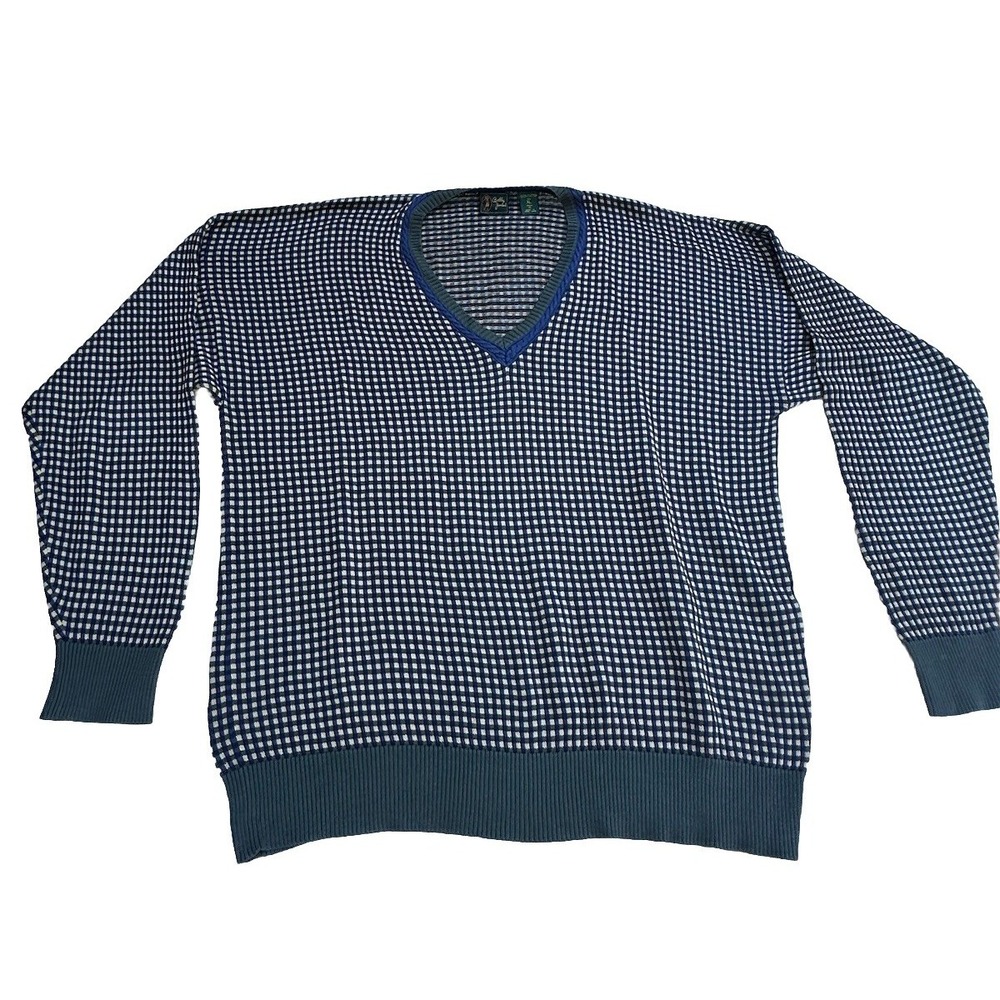 Bobby Jones Sweater Sz XL Black 100% Cotton Golf  V Neck Pullover Vintage
